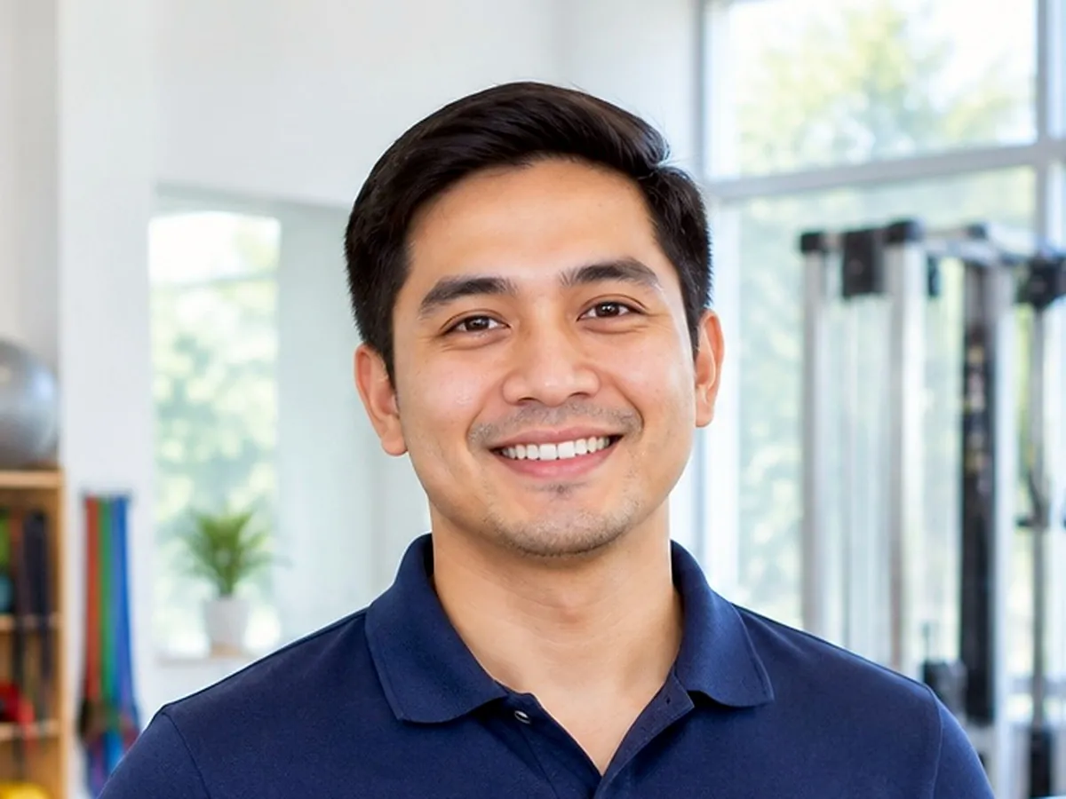 Filipino physical therapist working with a patient