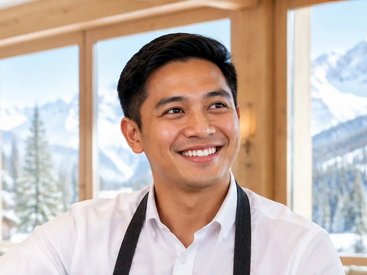 Filipino bartender working an evening service in a hotel bar